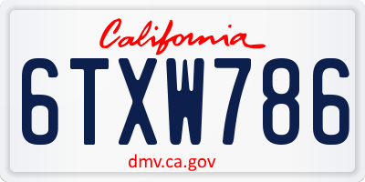 CA license plate 6TXW786