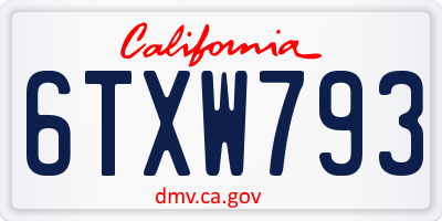 CA license plate 6TXW793