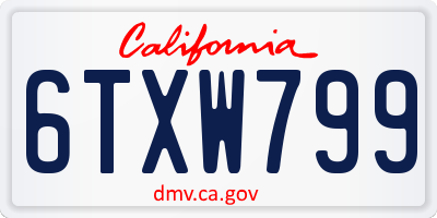 CA license plate 6TXW799
