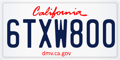 CA license plate 6TXW800