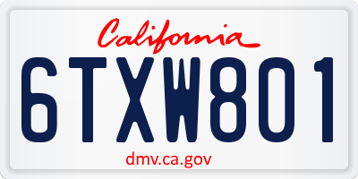 CA license plate 6TXW801