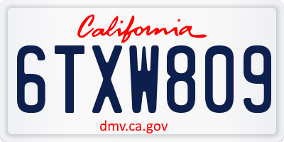 CA license plate 6TXW809