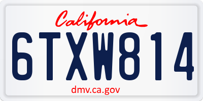 CA license plate 6TXW814