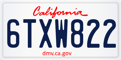CA license plate 6TXW822