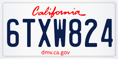 CA license plate 6TXW824