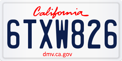 CA license plate 6TXW826