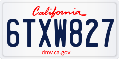 CA license plate 6TXW827