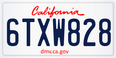 CA license plate 6TXW828