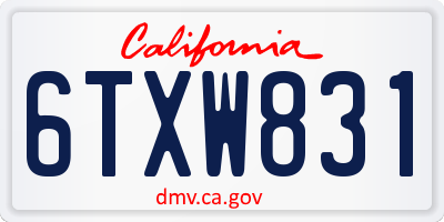 CA license plate 6TXW831