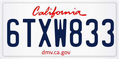 CA license plate 6TXW833