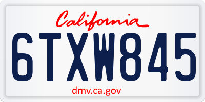 CA license plate 6TXW845