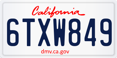 CA license plate 6TXW849