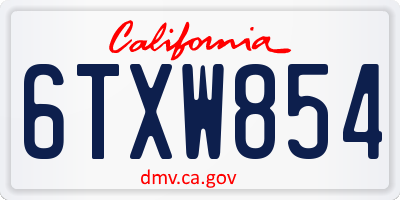 CA license plate 6TXW854