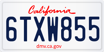 CA license plate 6TXW855