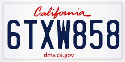 CA license plate 6TXW858