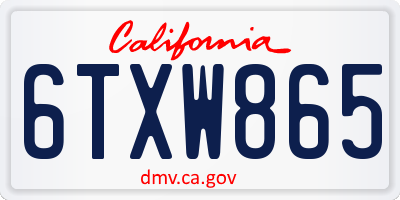 CA license plate 6TXW865