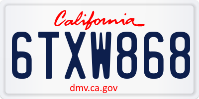 CA license plate 6TXW868