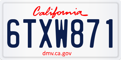 CA license plate 6TXW871