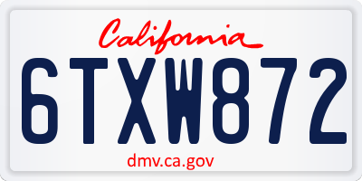 CA license plate 6TXW872