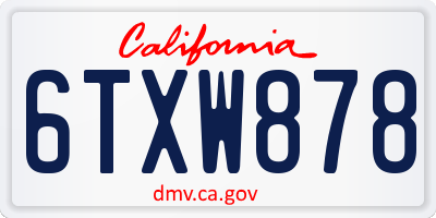 CA license plate 6TXW878