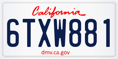 CA license plate 6TXW881