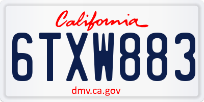 CA license plate 6TXW883