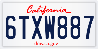 CA license plate 6TXW887