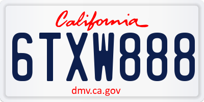 CA license plate 6TXW888