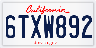 CA license plate 6TXW892