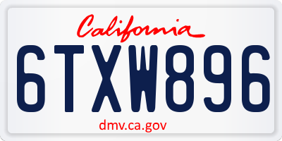 CA license plate 6TXW896