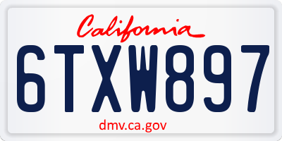 CA license plate 6TXW897