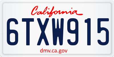 CA license plate 6TXW915