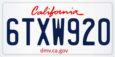 CA license plate 6TXW920