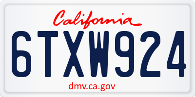 CA license plate 6TXW924