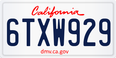 CA license plate 6TXW929