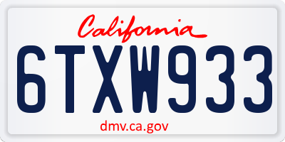 CA license plate 6TXW933