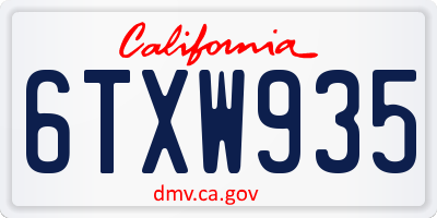 CA license plate 6TXW935