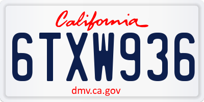 CA license plate 6TXW936