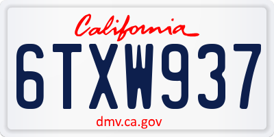 CA license plate 6TXW937