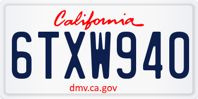 CA license plate 6TXW940