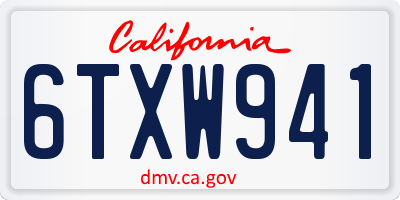 CA license plate 6TXW941