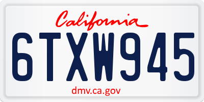 CA license plate 6TXW945