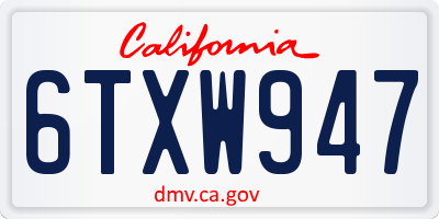 CA license plate 6TXW947