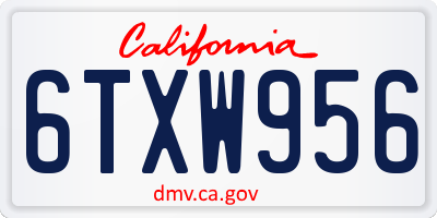 CA license plate 6TXW956