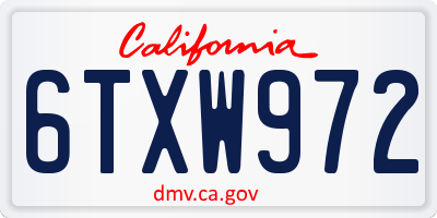 CA license plate 6TXW972