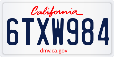 CA license plate 6TXW984
