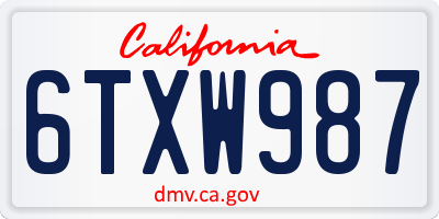 CA license plate 6TXW987