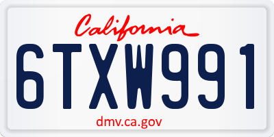 CA license plate 6TXW991