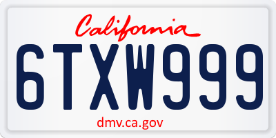 CA license plate 6TXW999