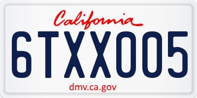 CA license plate 6TXX005